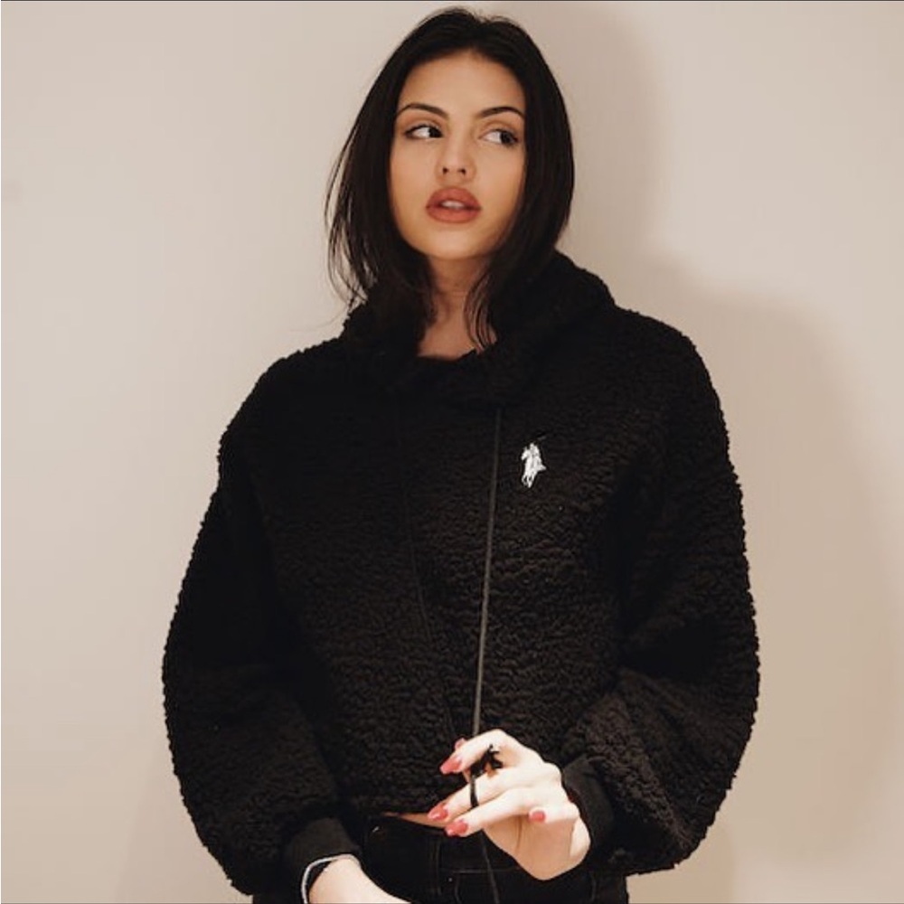 Ruckus Apparel Black Cropped Reaper Sherpa Hoodie
